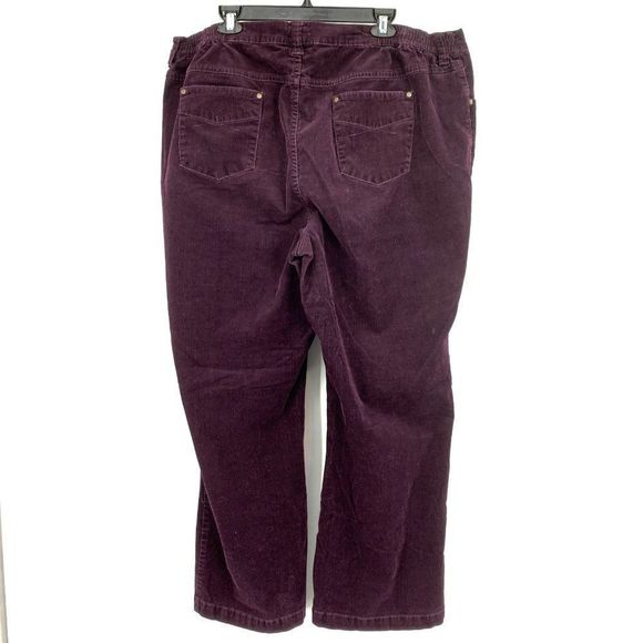 Liz & Me size 26W plus stretch Corduroy Pants in Berry 1918 Straight Leg Relaxed - Picture 4 of 9